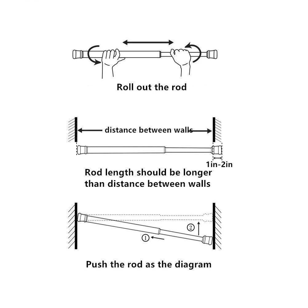 Drill-Free Adjustable Extendable Curtain Rod | For Bathroom, Wardrobe & Curtains