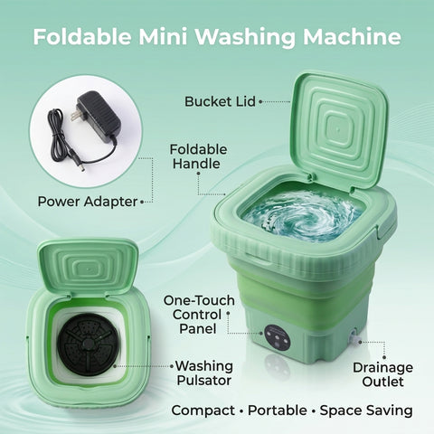 Portable Folding Washing Machine | Mini Washer with Spin Basket for Baby Clothes, Underwear & Travel