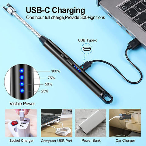 USB Rechargeable Electric Arc Lighter | Flexible Neck | Windproof Flameless BBQ & Candle Lighter