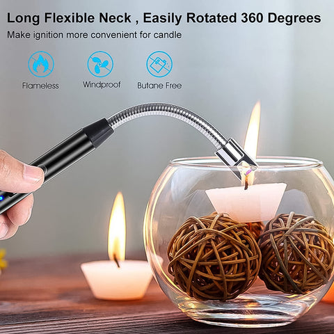 USB Rechargeable Electric Arc Lighter | Flexible Neck | Windproof Flameless BBQ & Candle Lighter