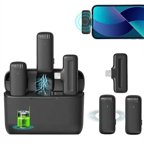 Wireless Collar Microphone | Dual Noise Cancelling Lavalier Mic for iPhone, Android Type-C, YouTube & Content Creation