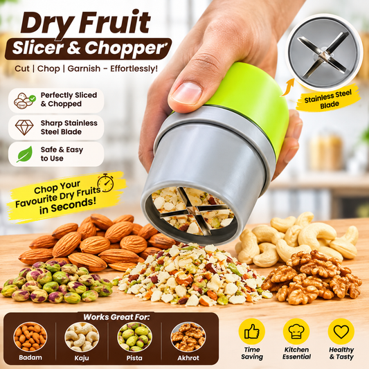 Dry Fruit Slicer & Chopper – Manual Nut Cutter with Stainless Steel Blades | Multipurpose Almond, Cashew, Pistachio & Walnut Chopper | Safe Kitchen Tool (1 Pc)