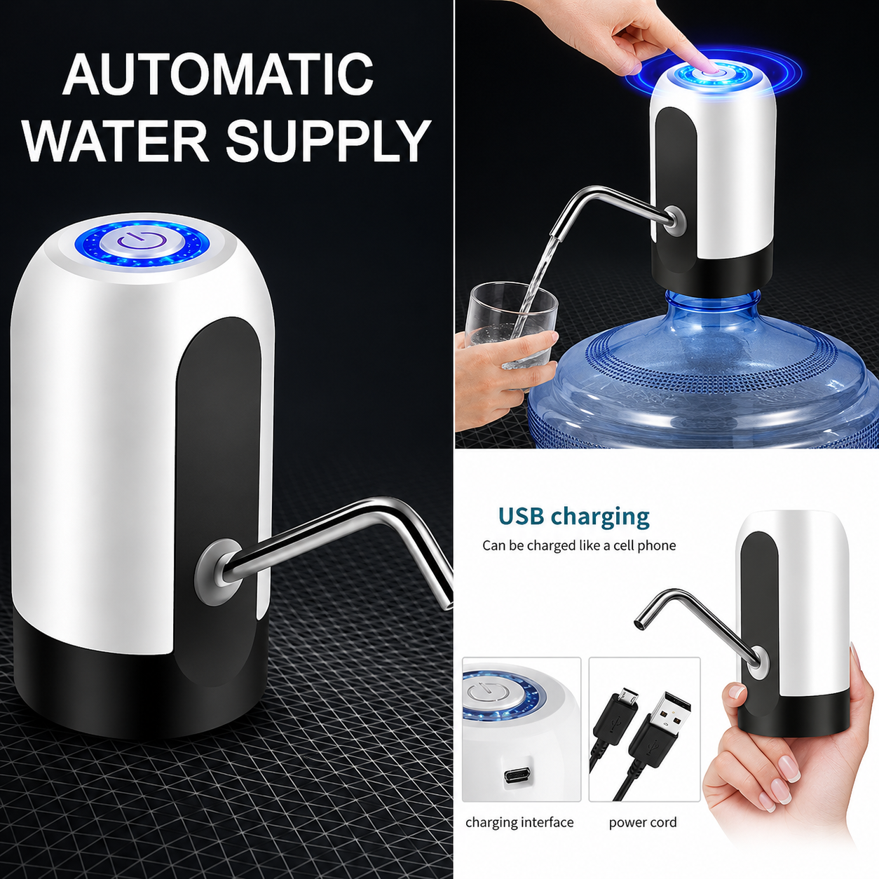 USB Rechargeable Automatic Water Bottle Pump