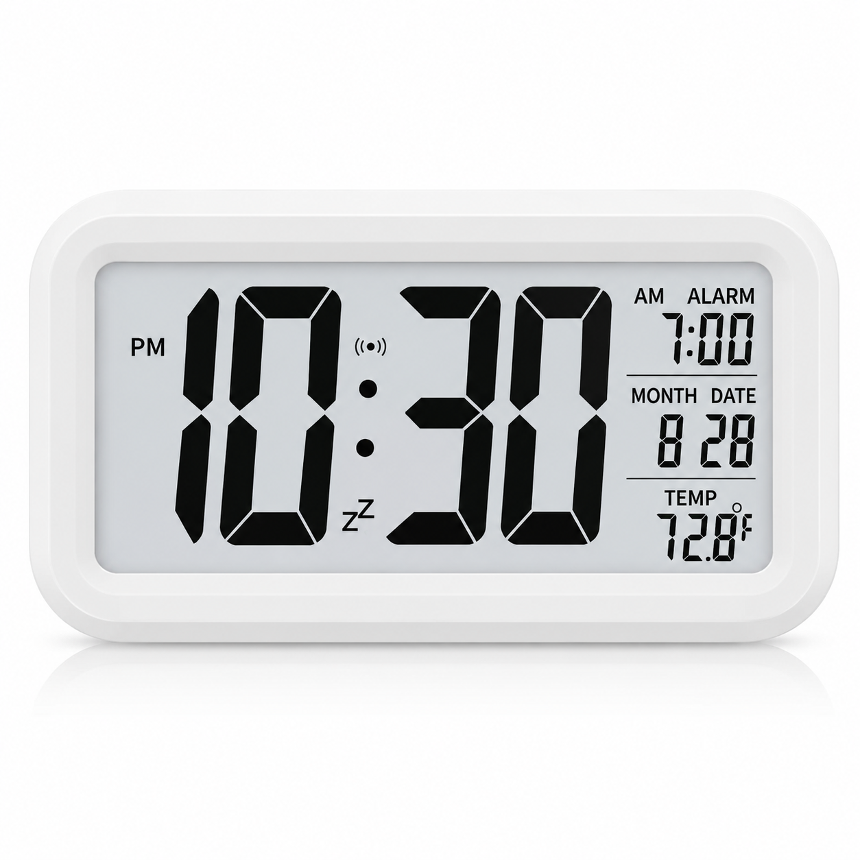 Smart Digital LCD Alarm Clock with Night Light Sensor & Temperature Display