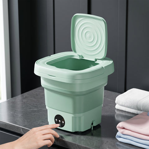 Portable Folding Washing Machine | Mini Washer with Spin Basket for Baby Clothes, Underwear & Travel