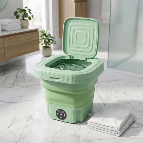 Portable Folding Washing Machine | Mini Washer with Spin Basket for Baby Clothes, Underwear & Travel