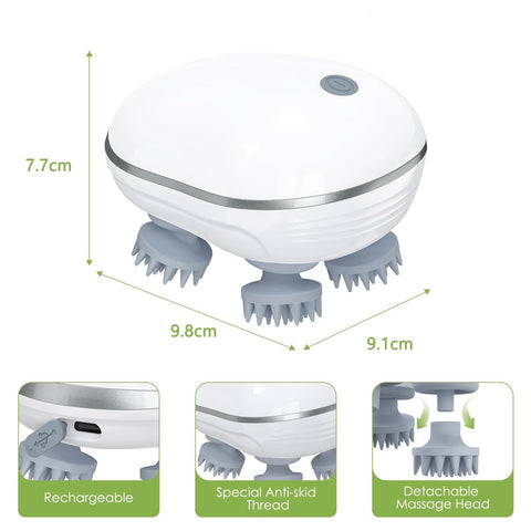 Rechargeable Electric Scalp & Full Body Massager – Waterproof 3D Kneading Head Massager for Stress Relief