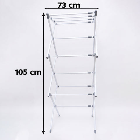 3 Tier Folding Clothes Drying Rack | Foldable Metal Laundry Stand for Balcony & Home