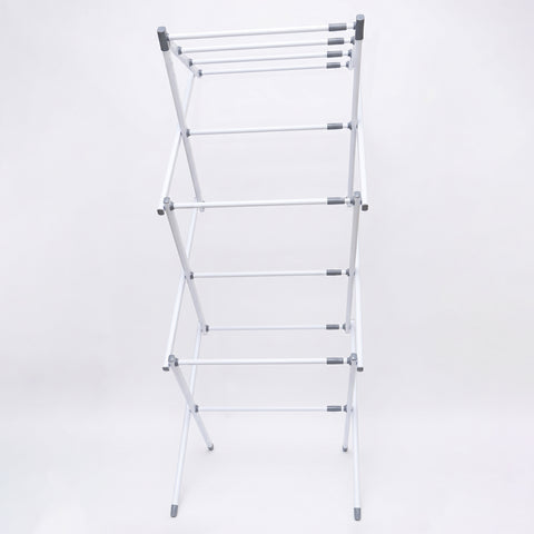 3 Tier Folding Clothes Drying Rack | Foldable Metal Laundry Stand for Balcony & Home