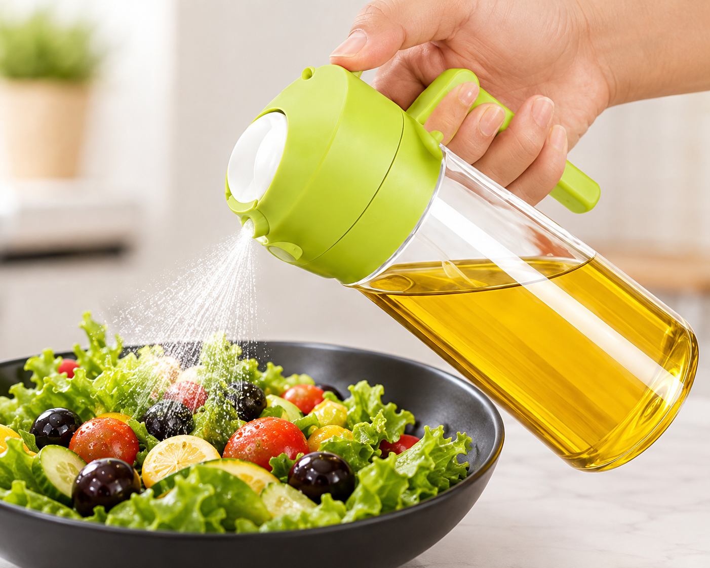 2-in-1 Oil Dispenser & Mist Sprayer Bottle 500ml | Glass Cooking Oil Spray Bottle with Pourer | Leakproof Oil Container for Kitchen, Air Fryer, Salad, BBQ & Baking (Pack of 1)