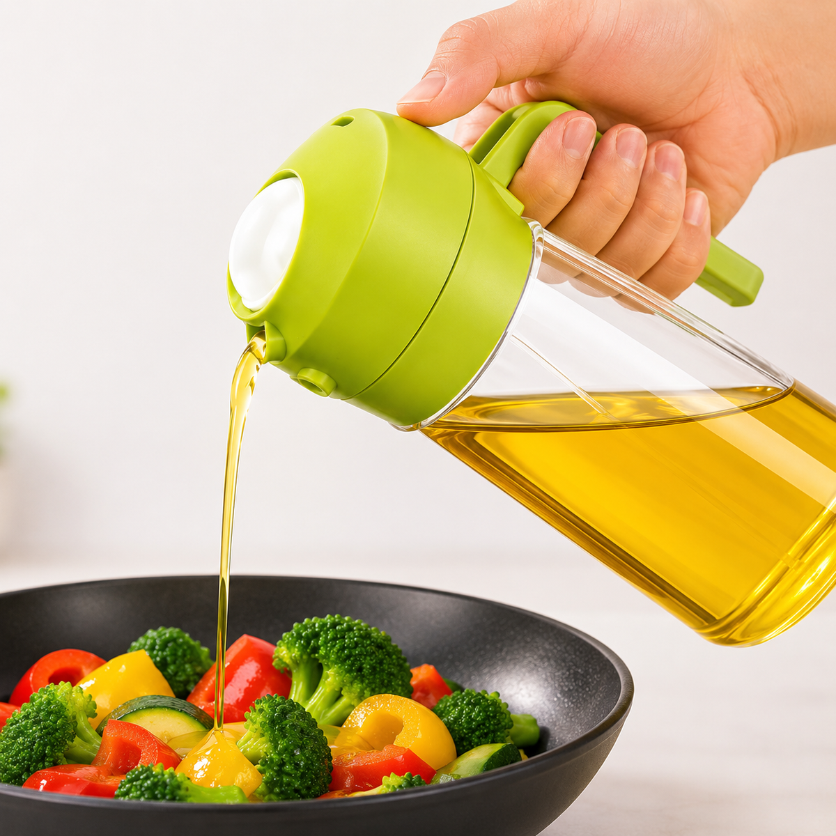 2-in-1 Oil Dispenser & Mist Sprayer Bottle 500ml | Glass Cooking Oil Spray Bottle with Pourer | Leakproof Oil Container for Kitchen, Air Fryer, Salad, BBQ & Baking (Pack of 1)