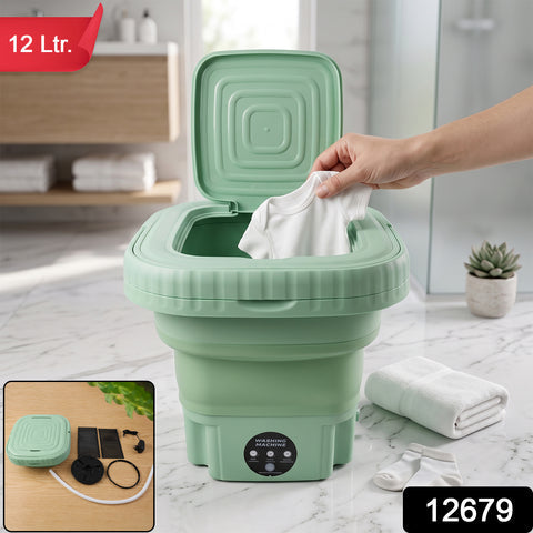 Portable Folding Washing Machine | Mini Washer with Spin Basket for Baby Clothes, Underwear & Travel