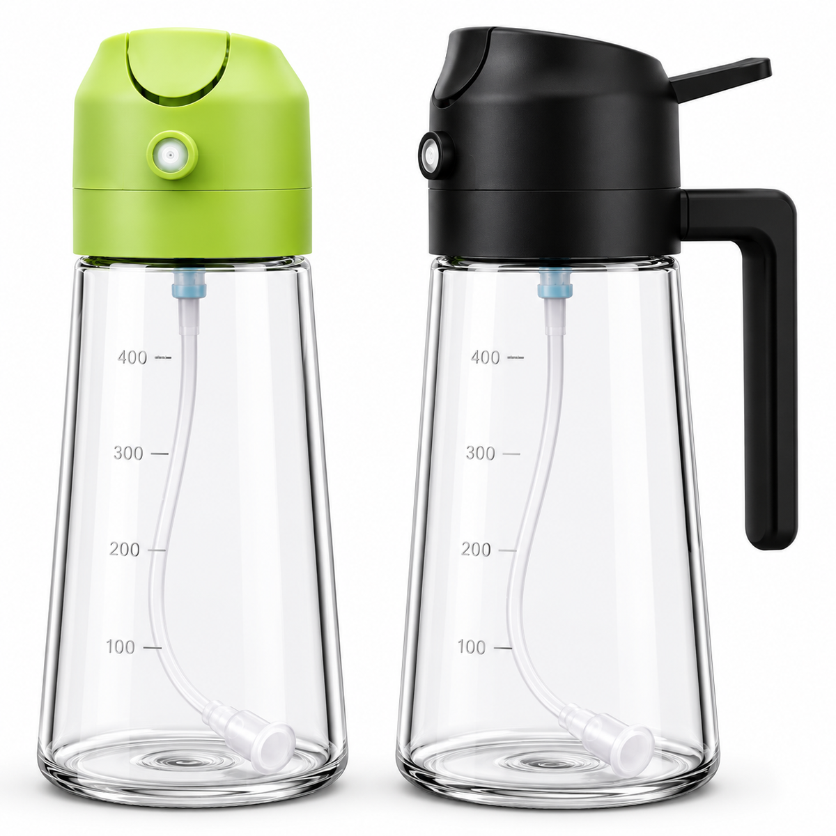 2-in-1 Oil Dispenser & Mist Sprayer Bottle 500ml | Glass Cooking Oil Spray Bottle with Pourer | Leakproof Oil Container for Kitchen, Air Fryer, Salad, BBQ & Baking (Pack of 1)